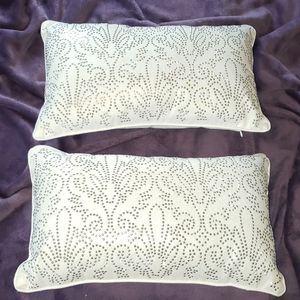White & Silver Studded Pillows (2)